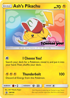 Ash's Pikachu from SM Black Star Promos #SM108